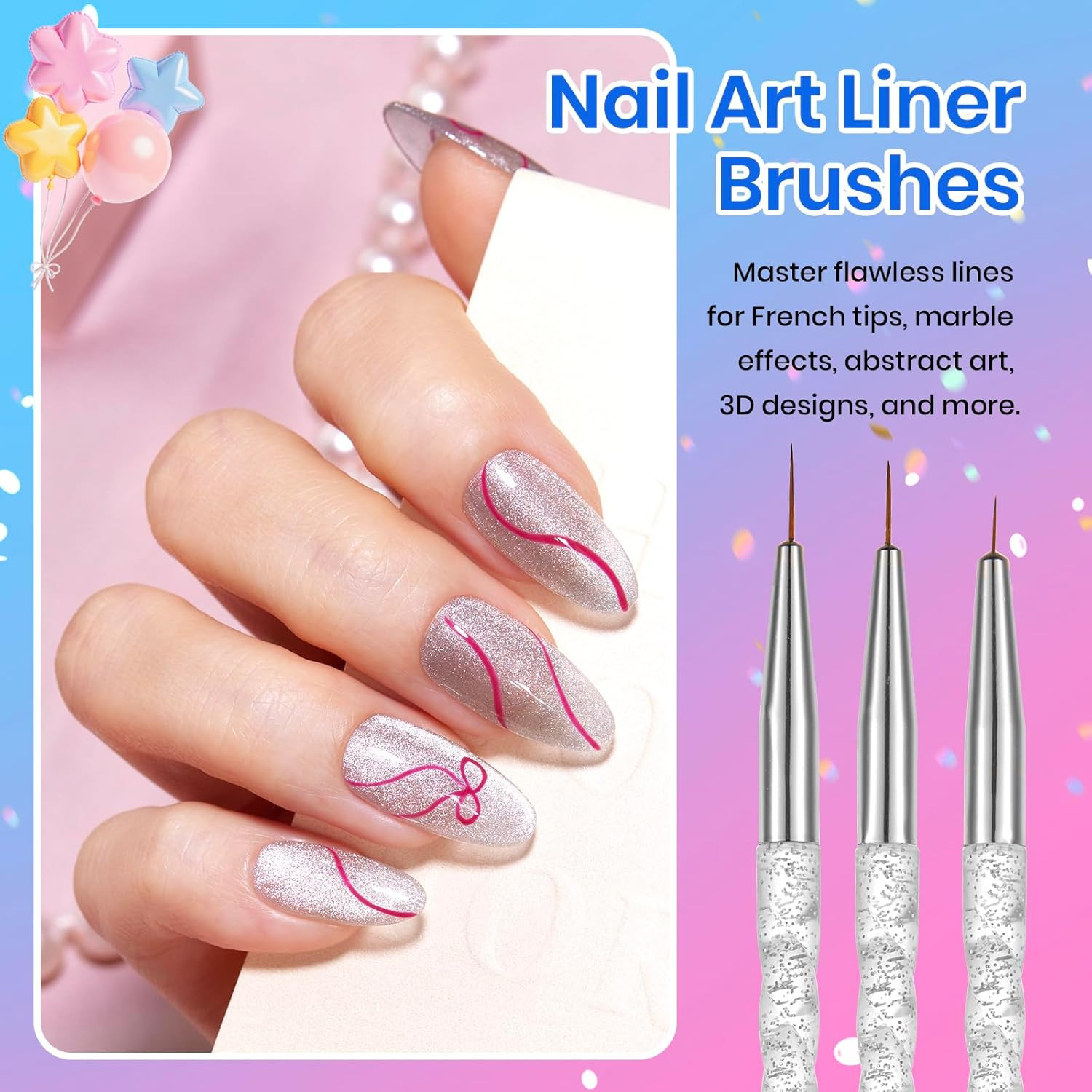 Beetles 31Pcs Nail Art Brushes, Dotting Tools, Nail Art Pens, Dust Brush, Stripi