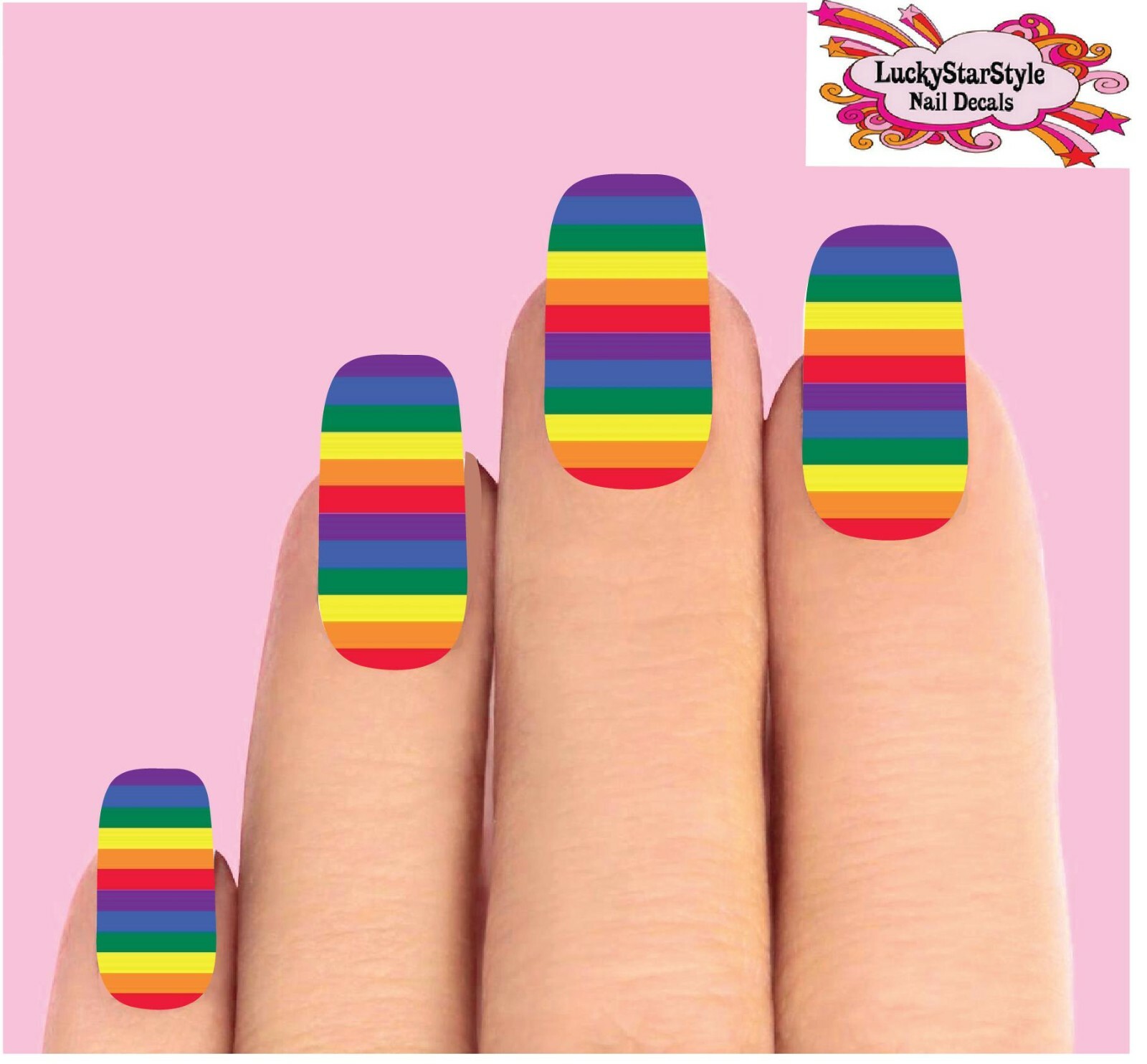 Waterslide Full Nail Decals Set of 10 – Colorful Rainbow