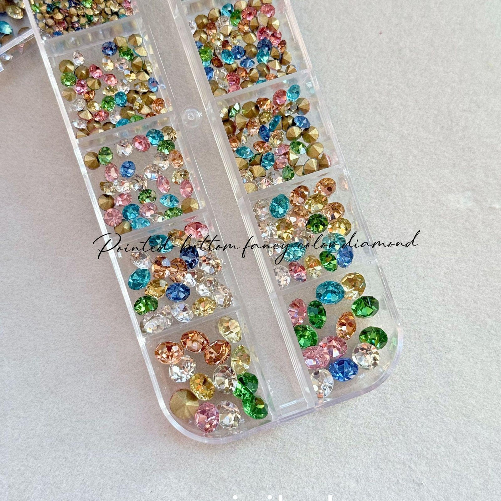 2-6MM Pointed-Back Nail Rhinestones, Candy Color Mini Crystals Stacking Nail Art