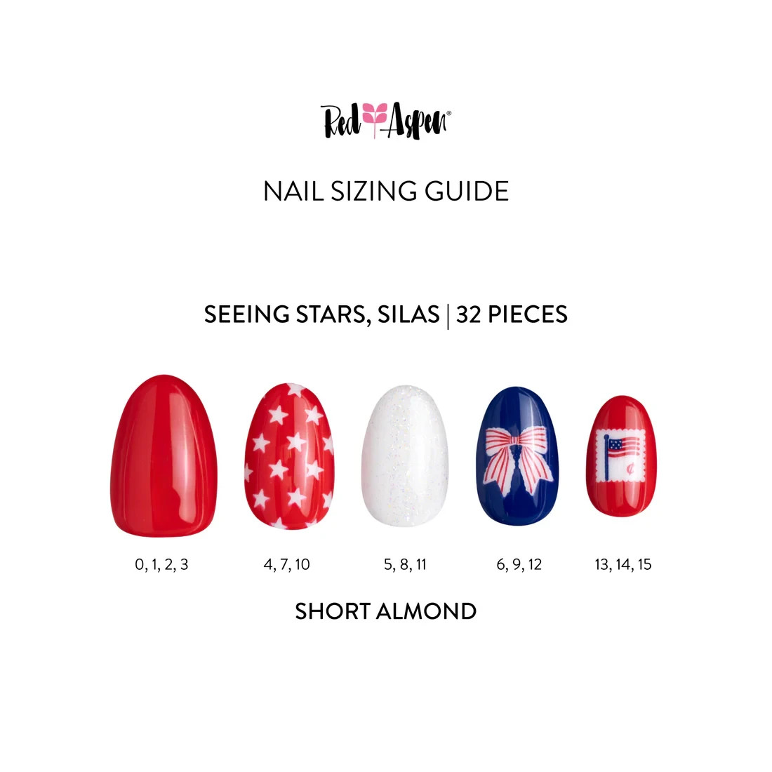 Red Aspen Press On Nails-Seeing Stars, Silas Short Almond Patriotic Bow Star