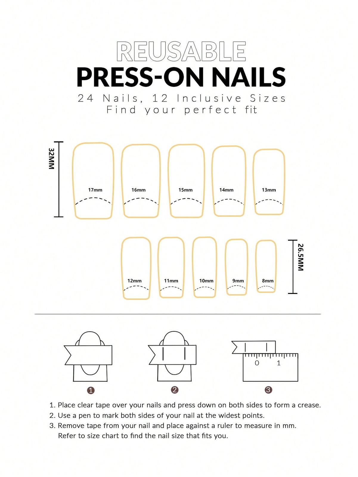 24pcs/set Long Coffin Light Blue French Manicure Fake Nails With Rhinestone