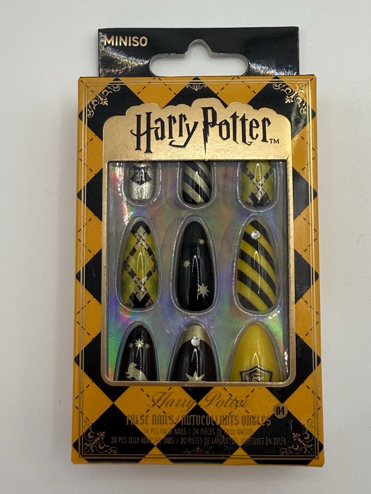 Miniso Harry Potter Hufflepuff False Nails Press-On 24pc Set with Adhesive Tabs
