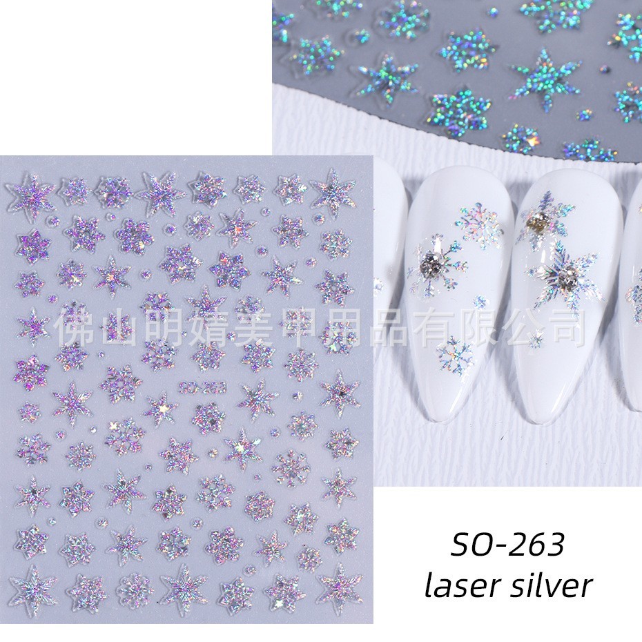 5Pcs Snowflake Star Christmas Nail Sticker Elegant Fashion Slide Decoration NH27