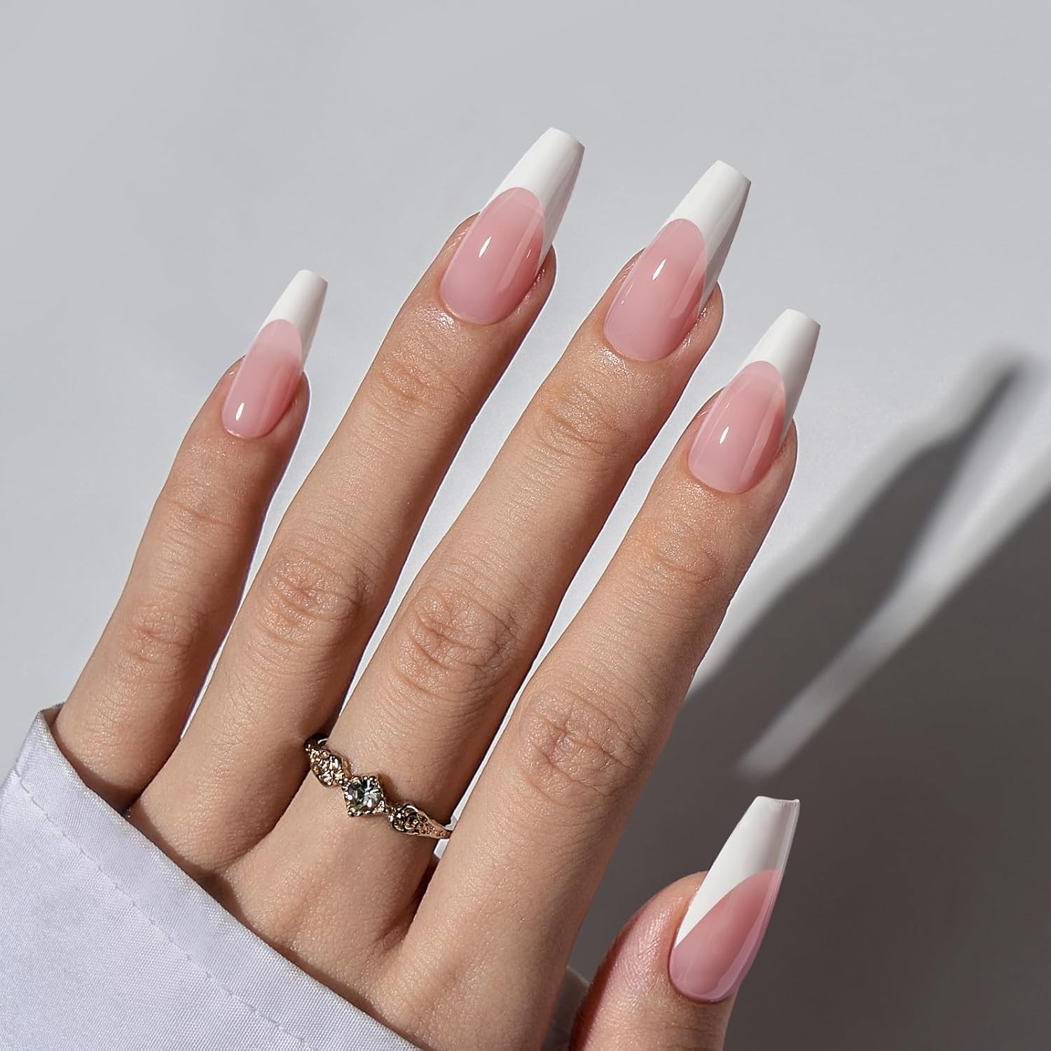 Innovative Pink Base Coffin Nail Tips for French Design No Stinging Experience
