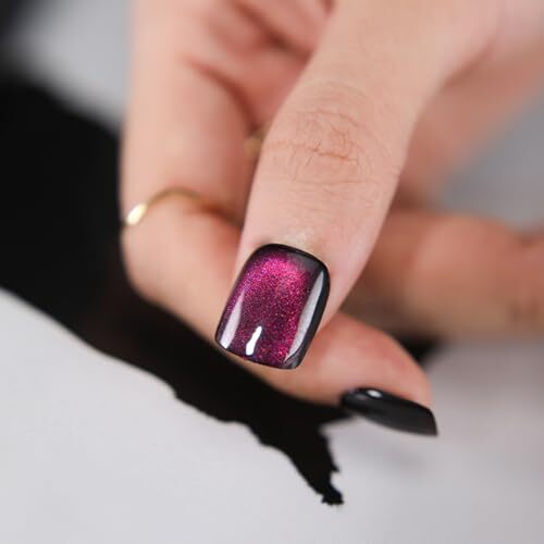Press on Nails Short 24.00 Fl Oz (Pack of 1) Purple Discoloration Cat Eye