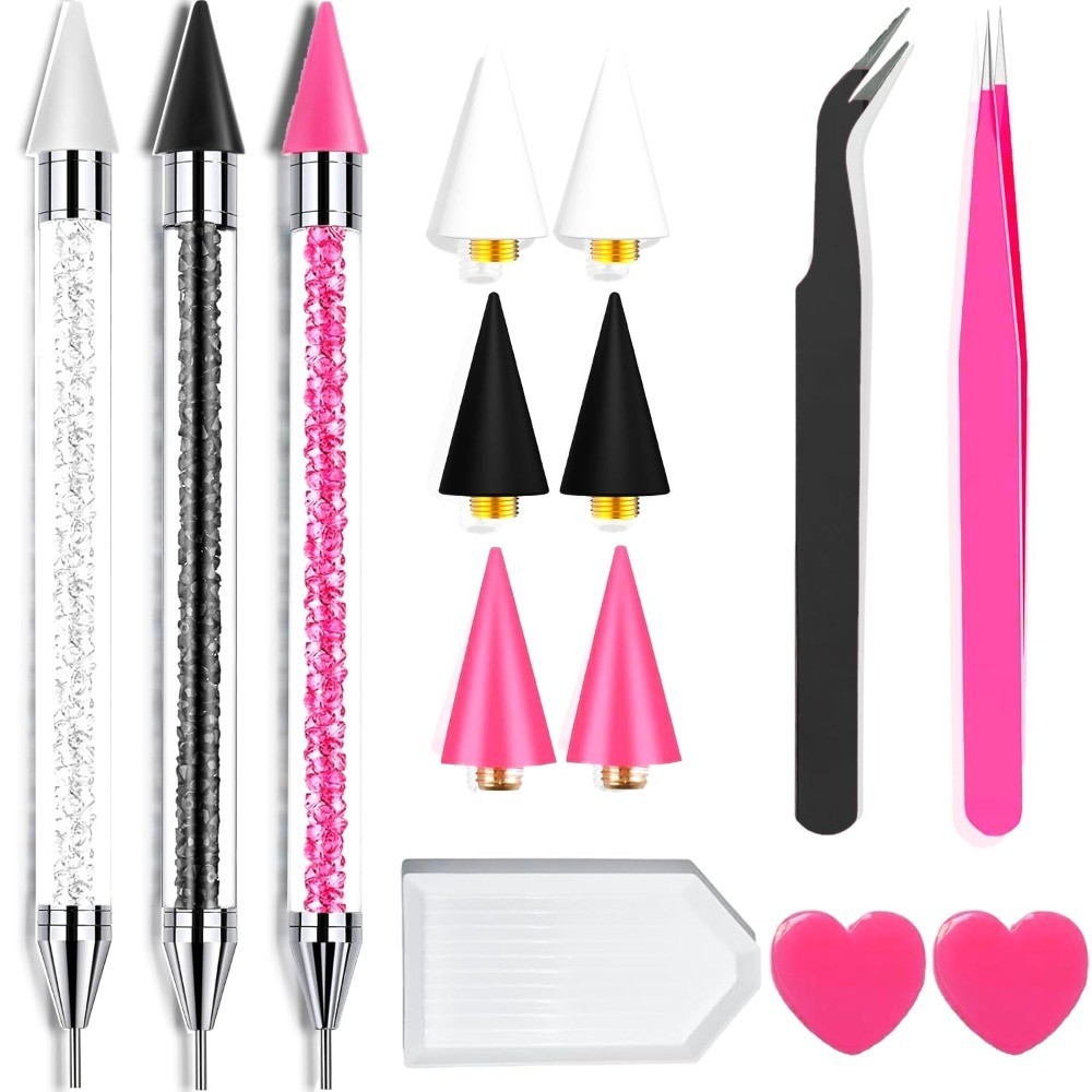 Rhinestone Picker Tool Set with Head Wax Pens Precision Tweezers for Nail