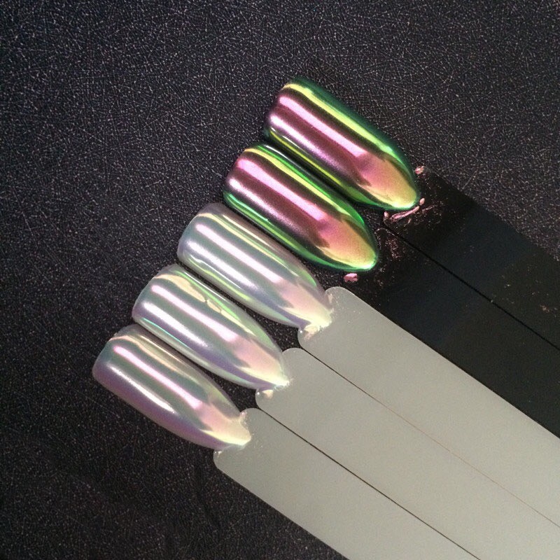 AURORA NAIL POWDER Mirror Effect CHROME Nail Art Mermaid Rainbow AB (Opal6) Uk
