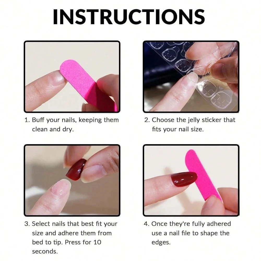 24pcs Glossy Pink Press-On Nails – Medium Square Full Cover Fake Nails