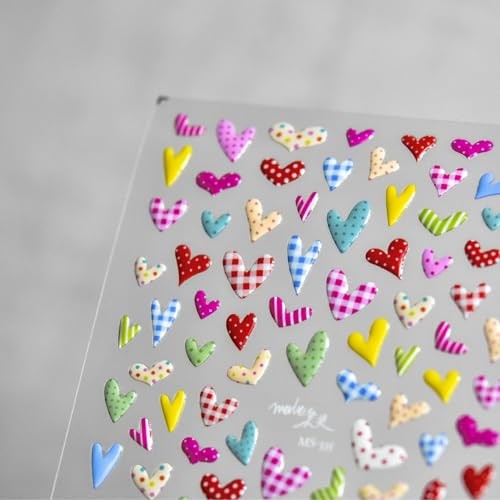 Heart Nail Stickers Colorful Nail Art Stickers Polka Dot with Design Colorful01