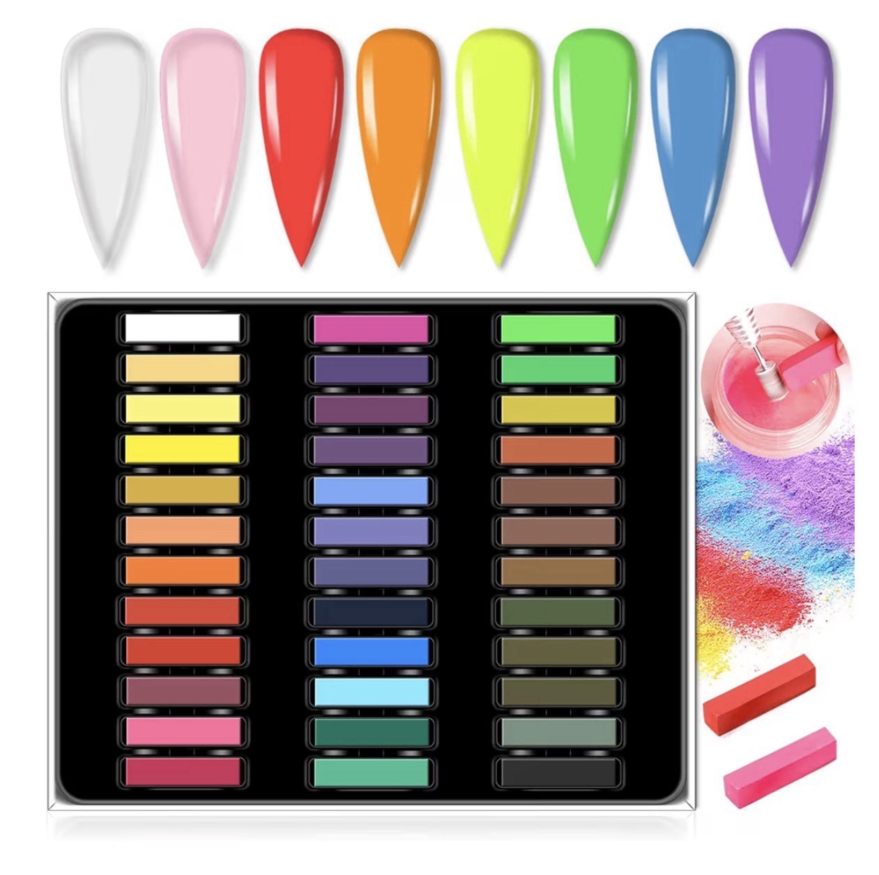 Vrenmol Soft Pastels Chalk for Acrylic Powder – 36 Colours