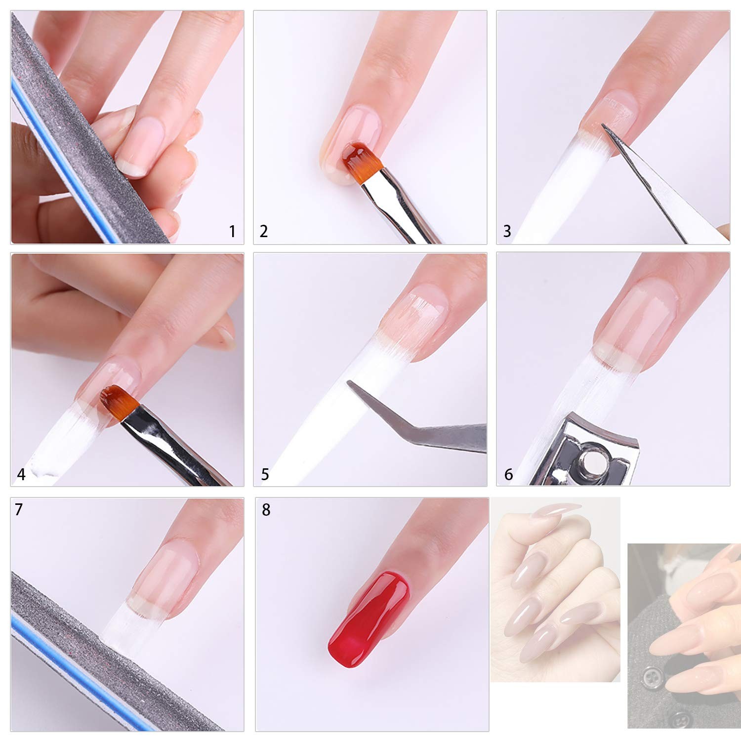100 Pcs Fiber Nail Kit Nail Fiberglass Extension Set for Quick Extension Shaping