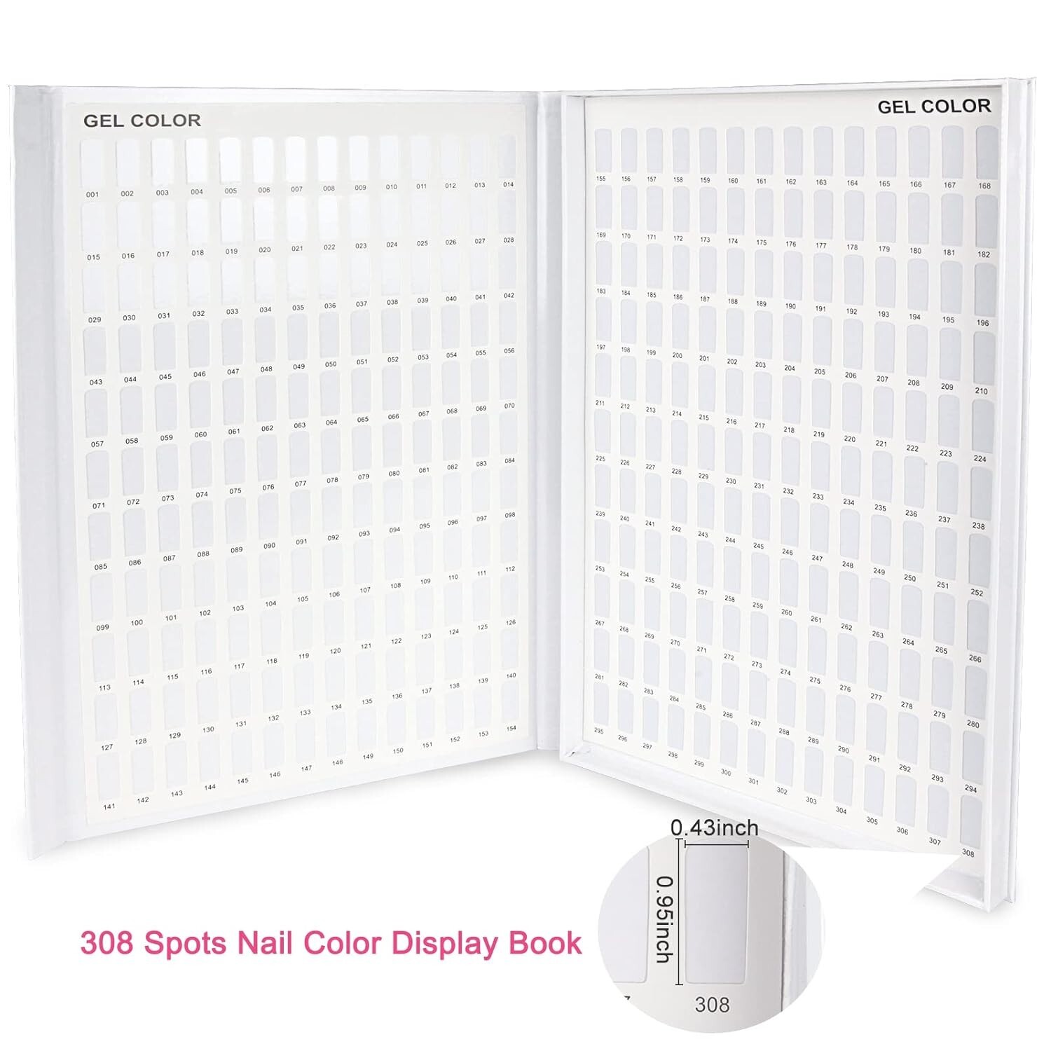 308 Nail Color Chart Display, UV Gel Polish Book Nail Painting Practice Desig…