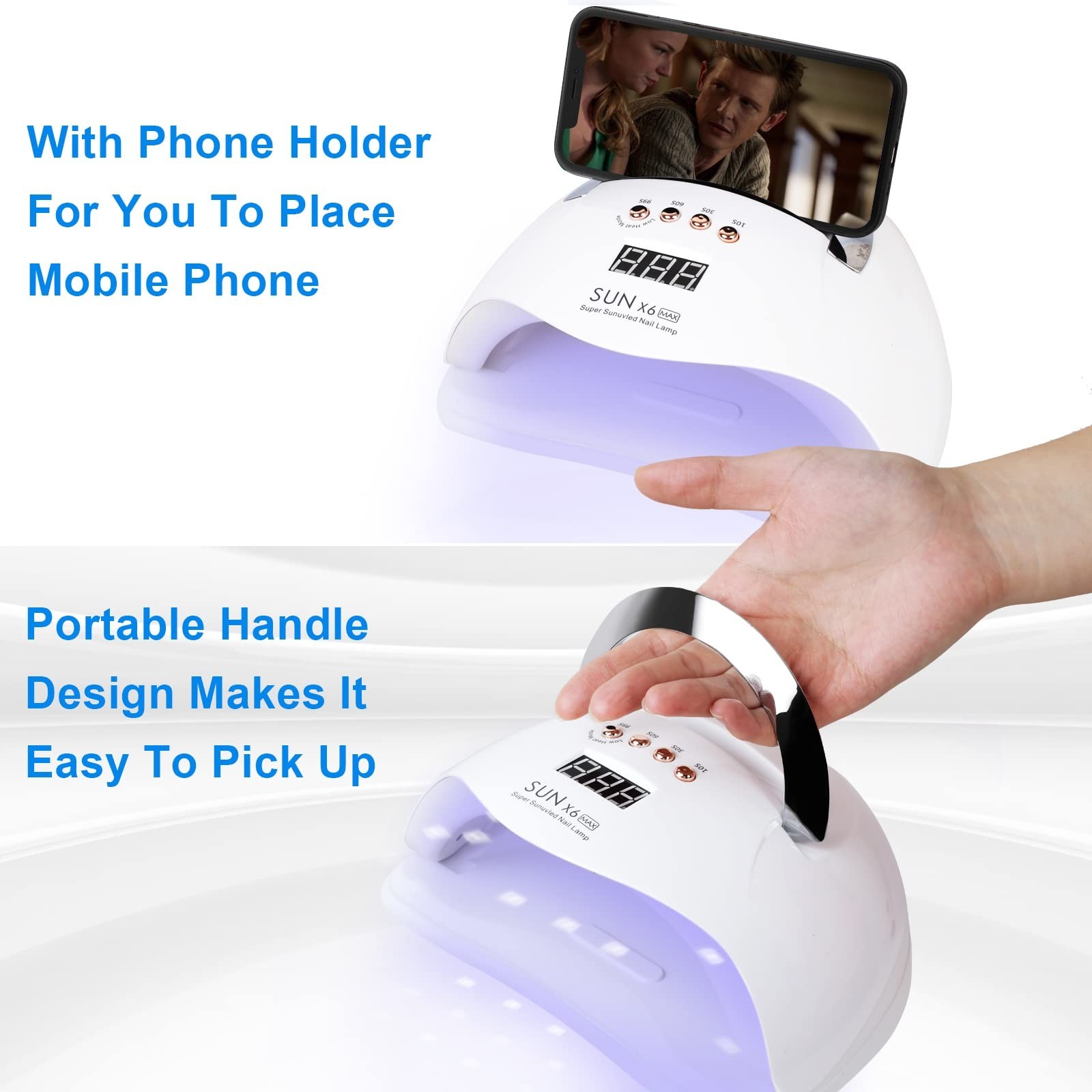 UV LED [Nail] [Lamp], 220W UV [Nail] Polish Light with Phone Holder Professio…