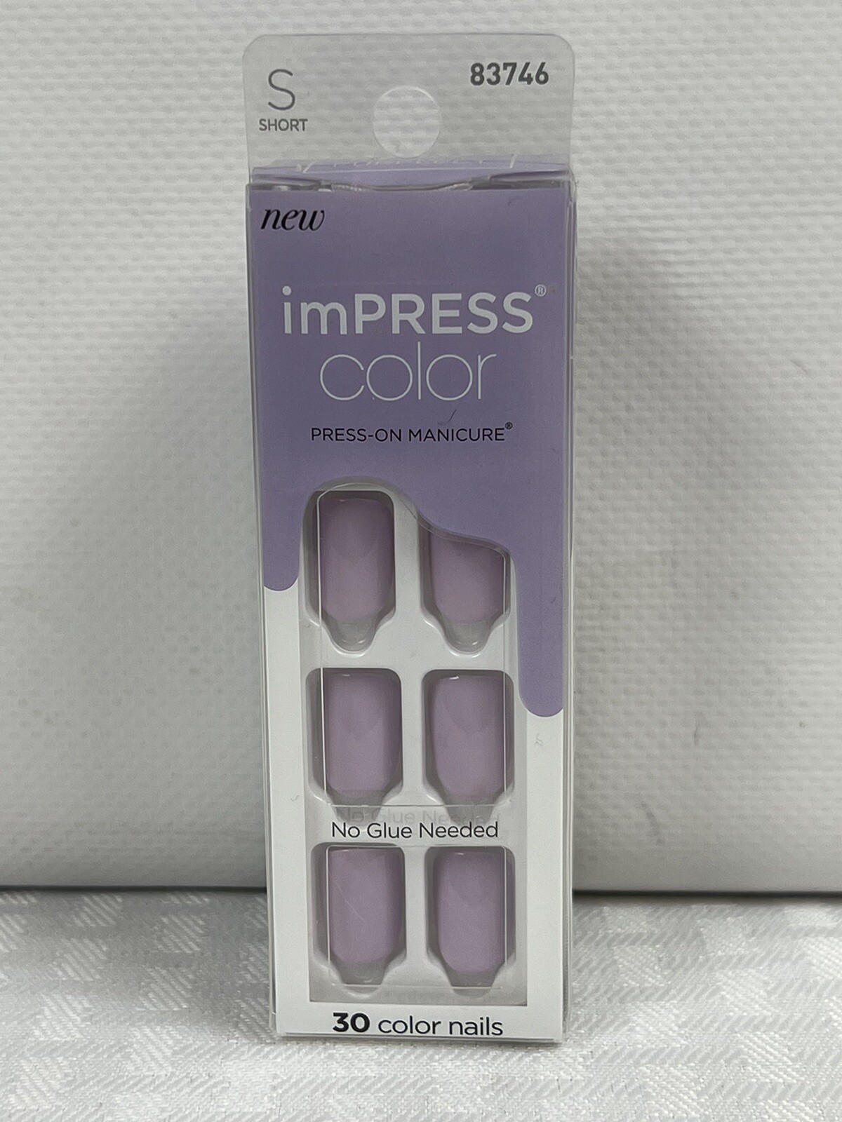 NIB Kiss Impress Color Press-On Nail 83746 007 Picture Purplect Z01412