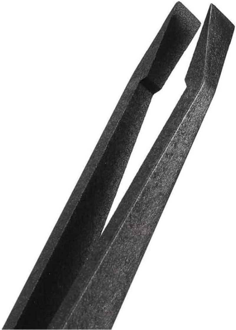Black Plastic Slant Flat Tip Anti-static Tweezers 4.7 Inch Length 6pcs