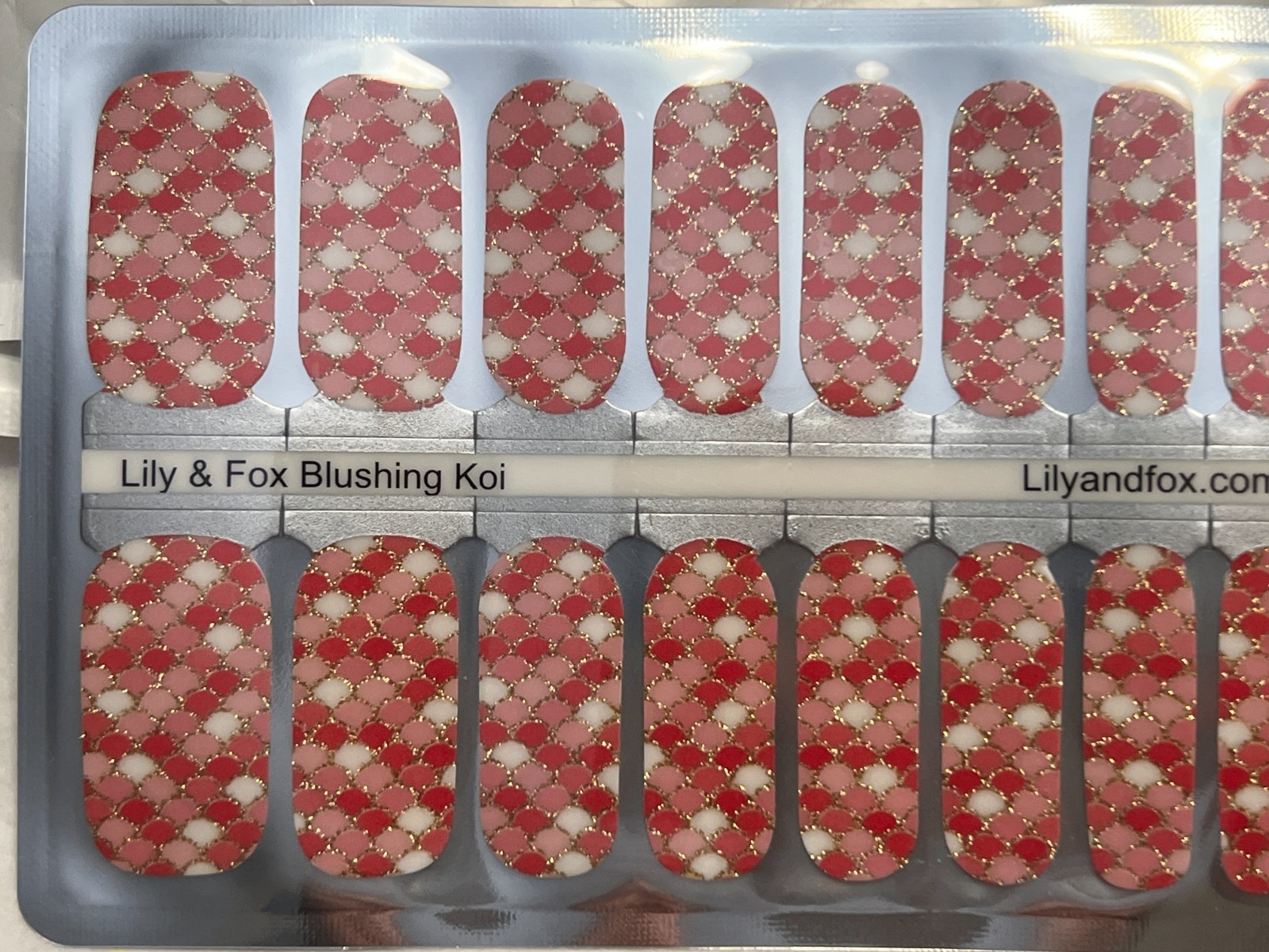 1 SET Lily and Fox Nail Wraps Stickers Self Stick Manicure Sealed Blushing Koi