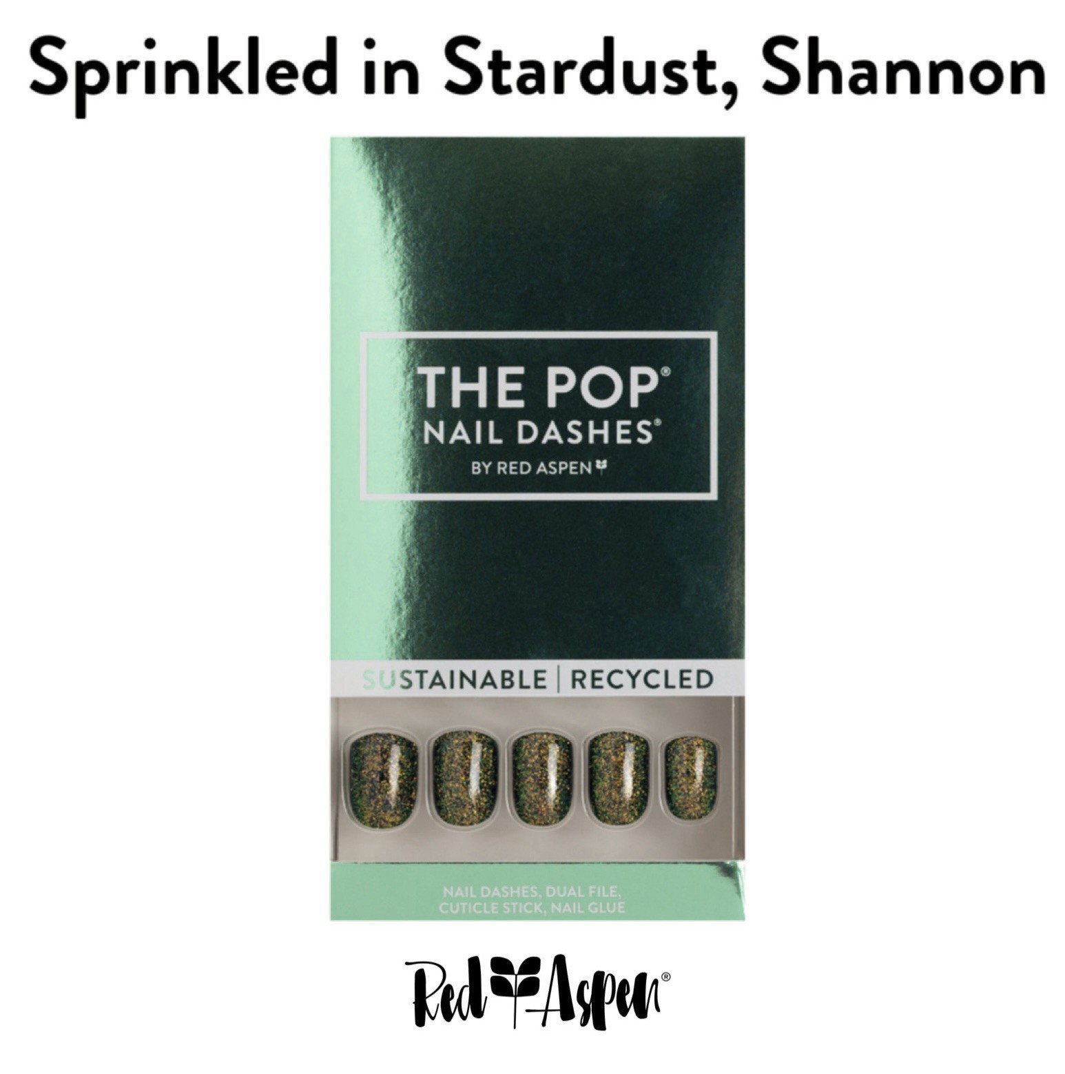 Red Aspen Press On Nails, Short Square, Sprinkled in Stardust, Shannon B4y