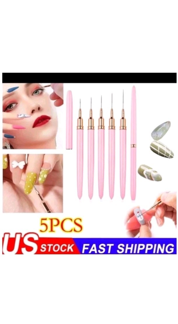 5-Piece Nail Art Liner Brushes Set – Nail Art Fine Brush Nail Dotting Drawing