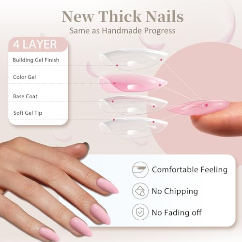 48Pcs Dark Green Press on Nails Almond Fake Nails Glue almond glossy dark green