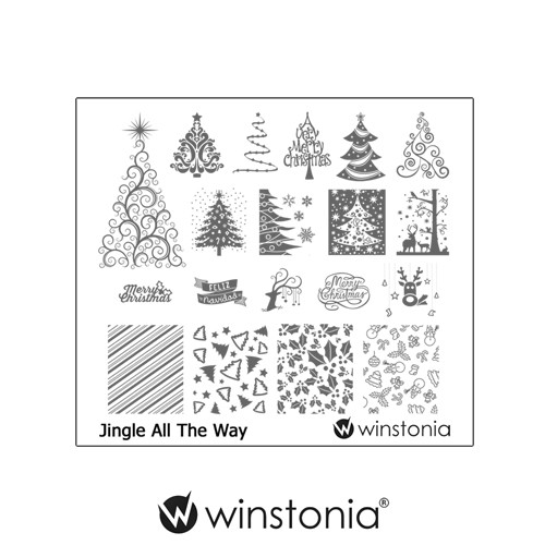 Winstonia Nail Art Stamping Image Plate Disc JINGLE ALL THE WAY Christmas Winter