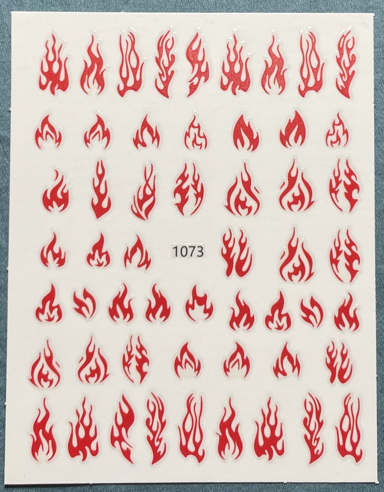 Nail Stickers Art Decal DIY Design 3D Waterproof Red Flames 1073