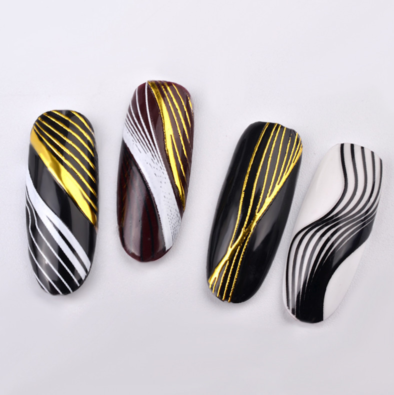 3D Nail Stickers French Design Stripe Lines Geometry Nail Decals Decoration NH9