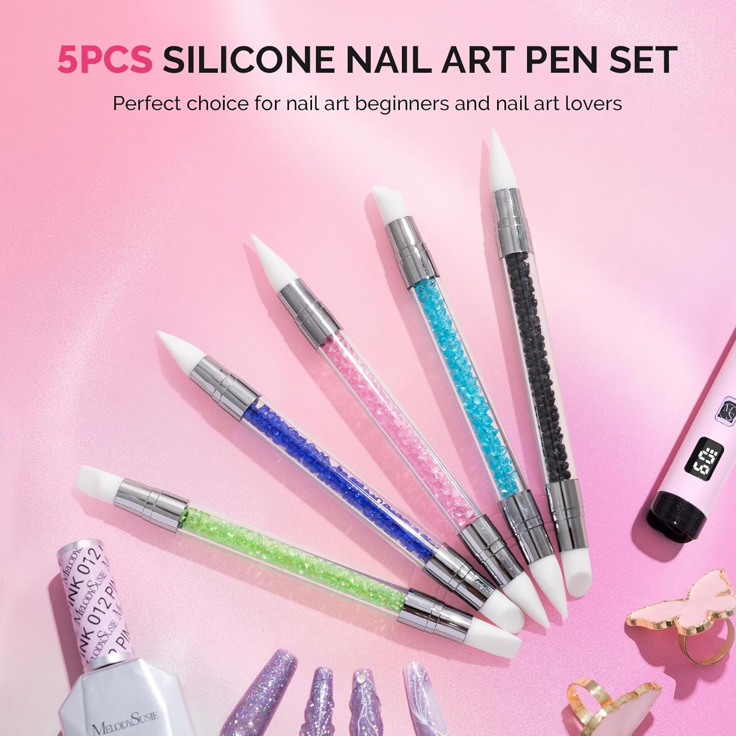 5 Pcs Nail Art Sculpture Pen Acrylic Dual Tipped Brushes for Resin Nail Art Tool