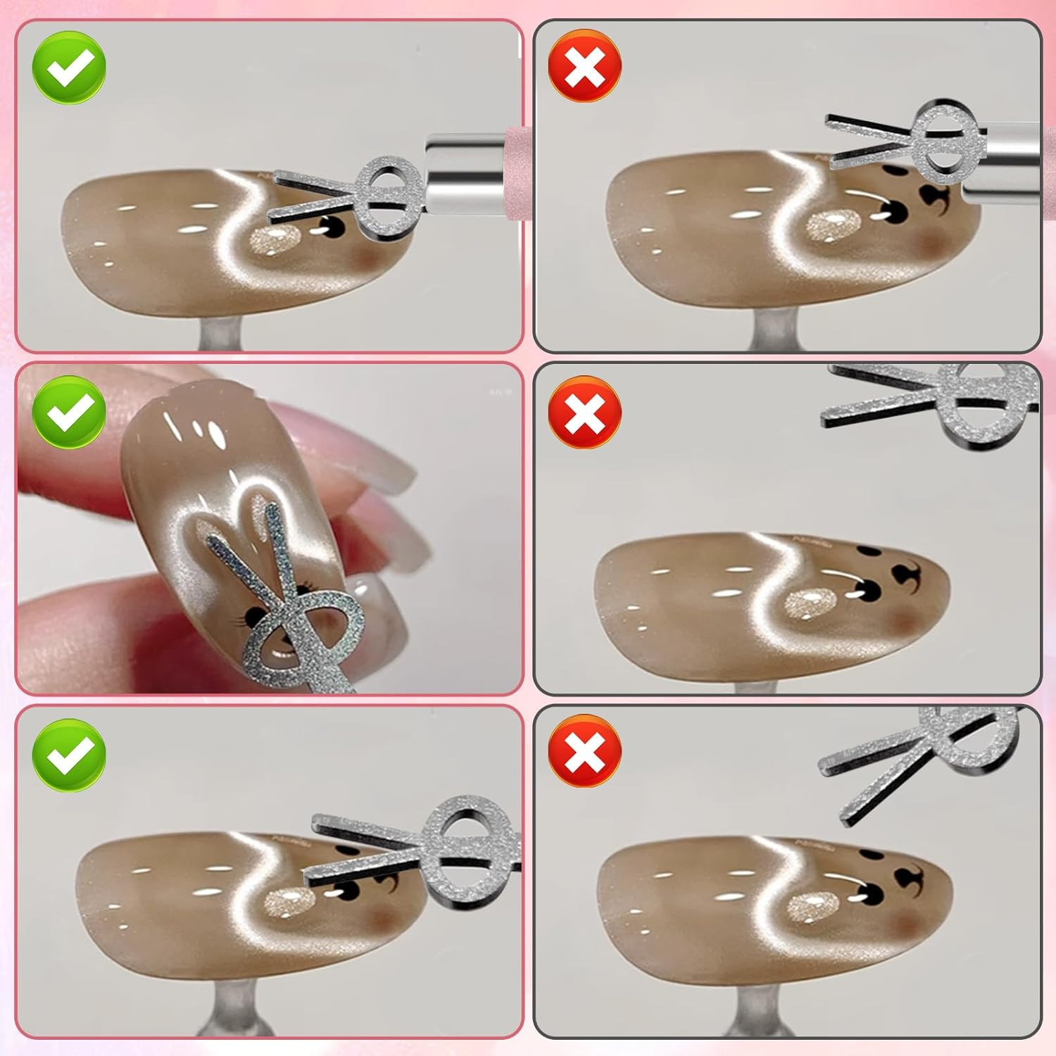 4Pcs Cat Eye Nail Magnet Kit, 3-In-1 Magnet for Gel Polish with Dual-Ended Pen &