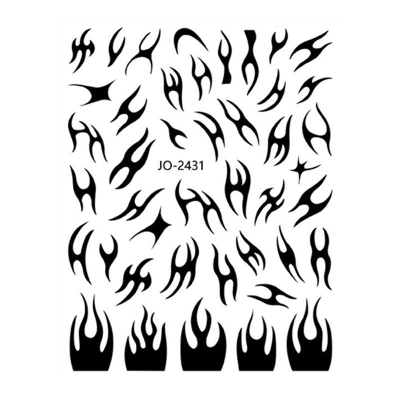 Nail Stickers Irregular Flame 3D Bronzing Strips Decals Sliders For Nails Tribal