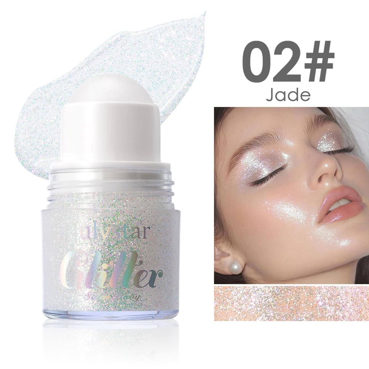 Pakivs 2PCS Rollon Body Glitter Gel for Face Hair,Chameleon Color Changing Gl…