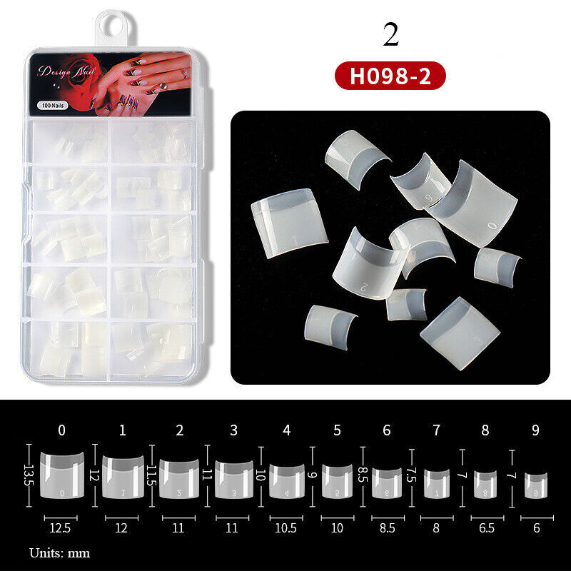 100PCS Box Nail Tip French Fake Art Nails Half Cover Artificial Acrylic Short