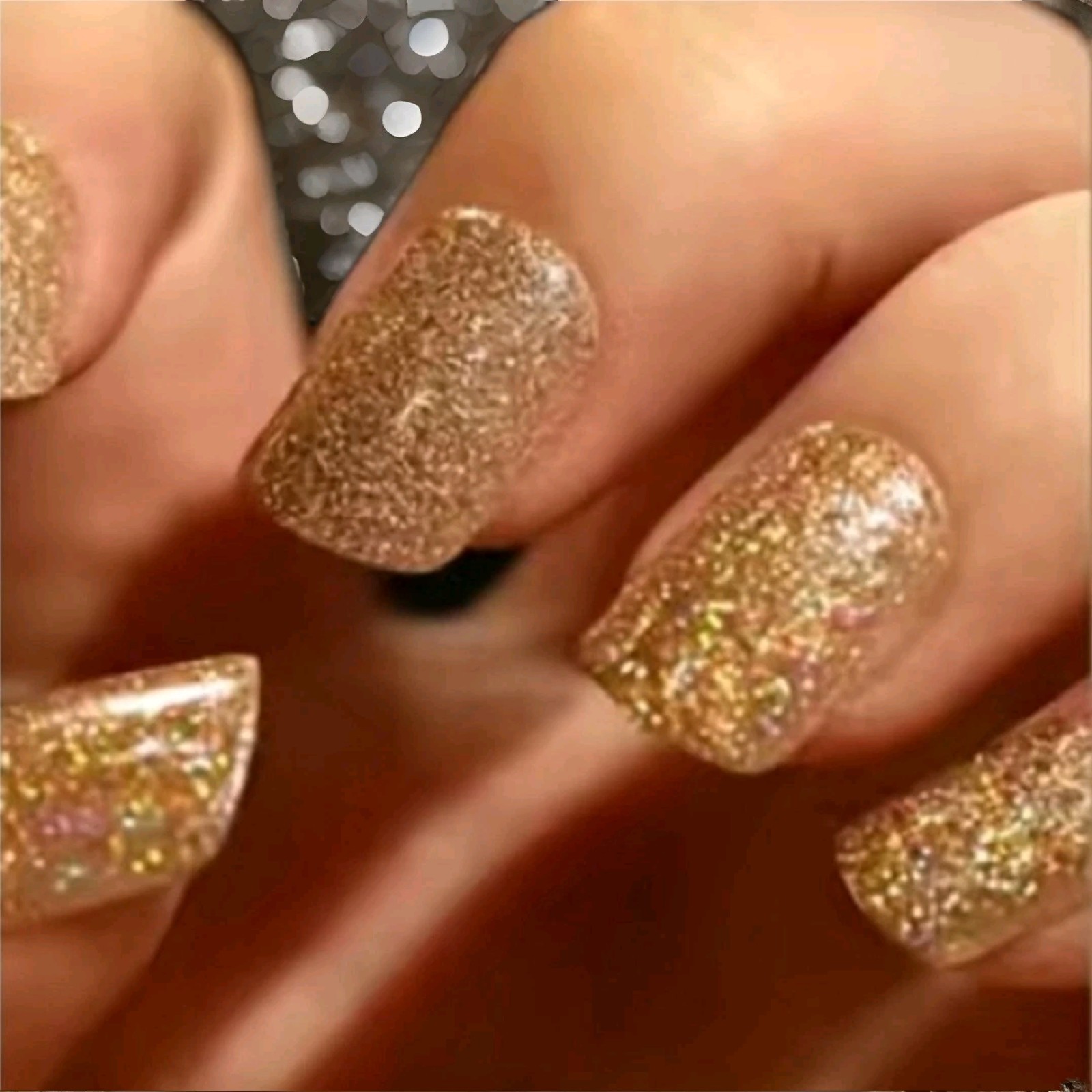 Gold Acrylic Short Press-On Nails 24 Pieces