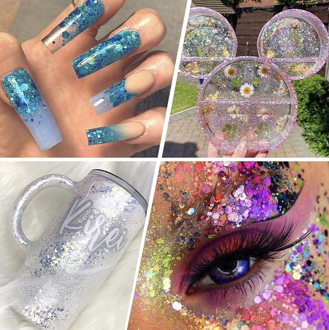 Glitter Bundle Fine Glitter Iridescent Nail Flakes 6pcs Stacks Nail Craft MUA
