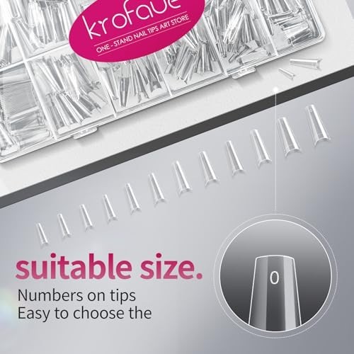 600 PCS Half Cover Coffin Nail Tips Clear 12 Sizes ABS Plastic DIY Salon Home