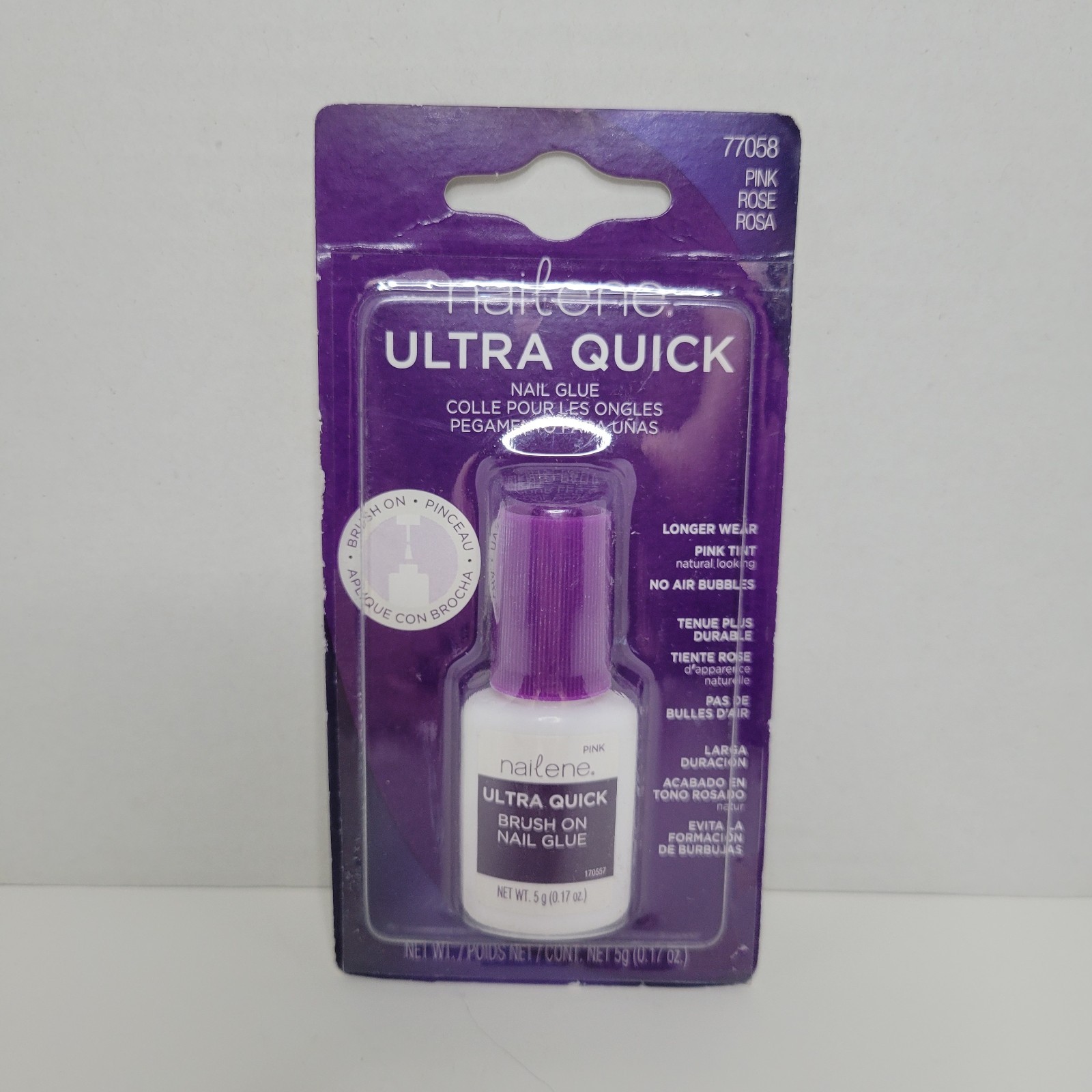 Nailene Pink Brush-On Nail Glue, 0.10 oz – Durable, Easy to Apply False Nail