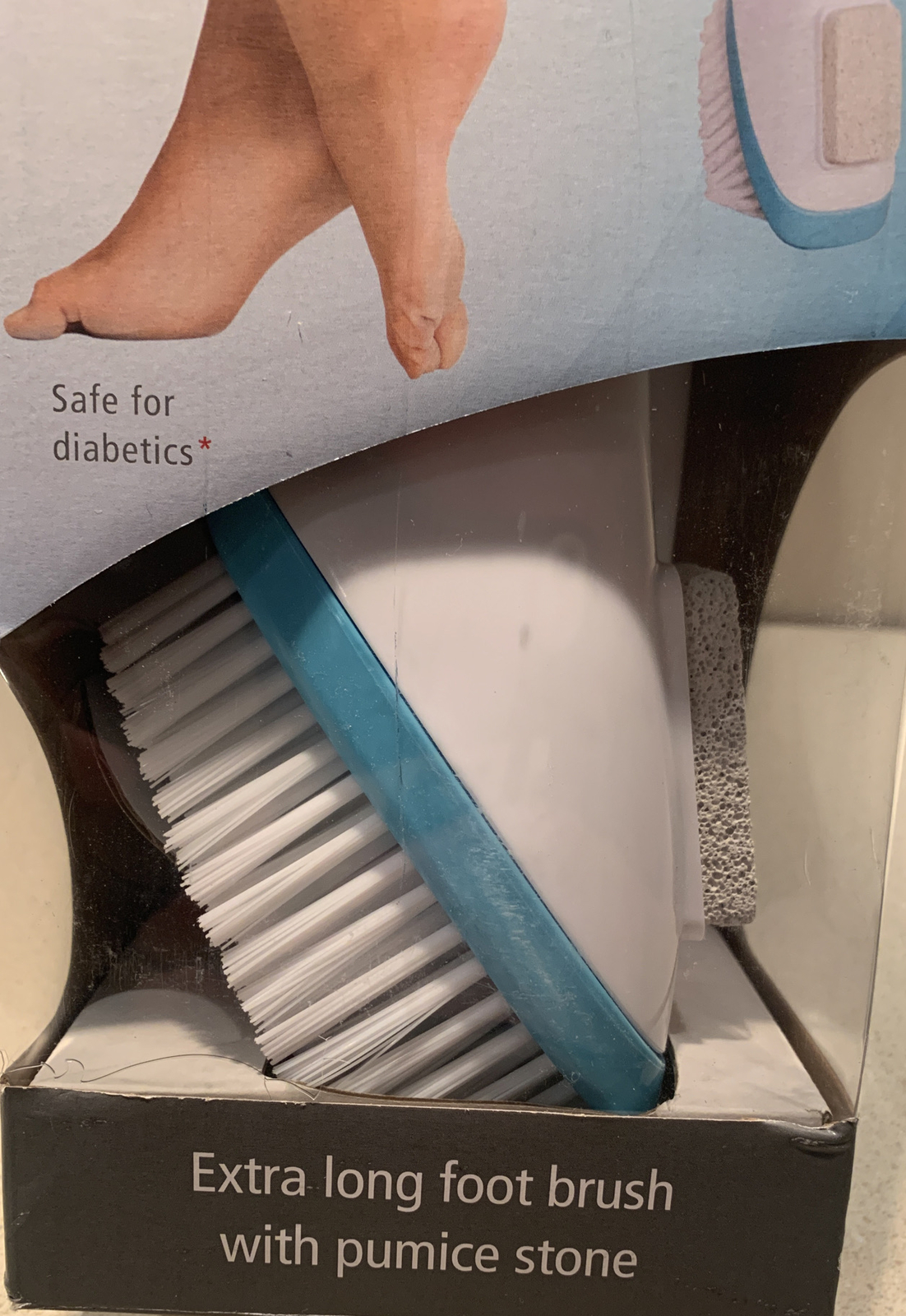 Miracle Foot Brush with Pumice Stone 30 Inches (White). Exfoliates. NEW