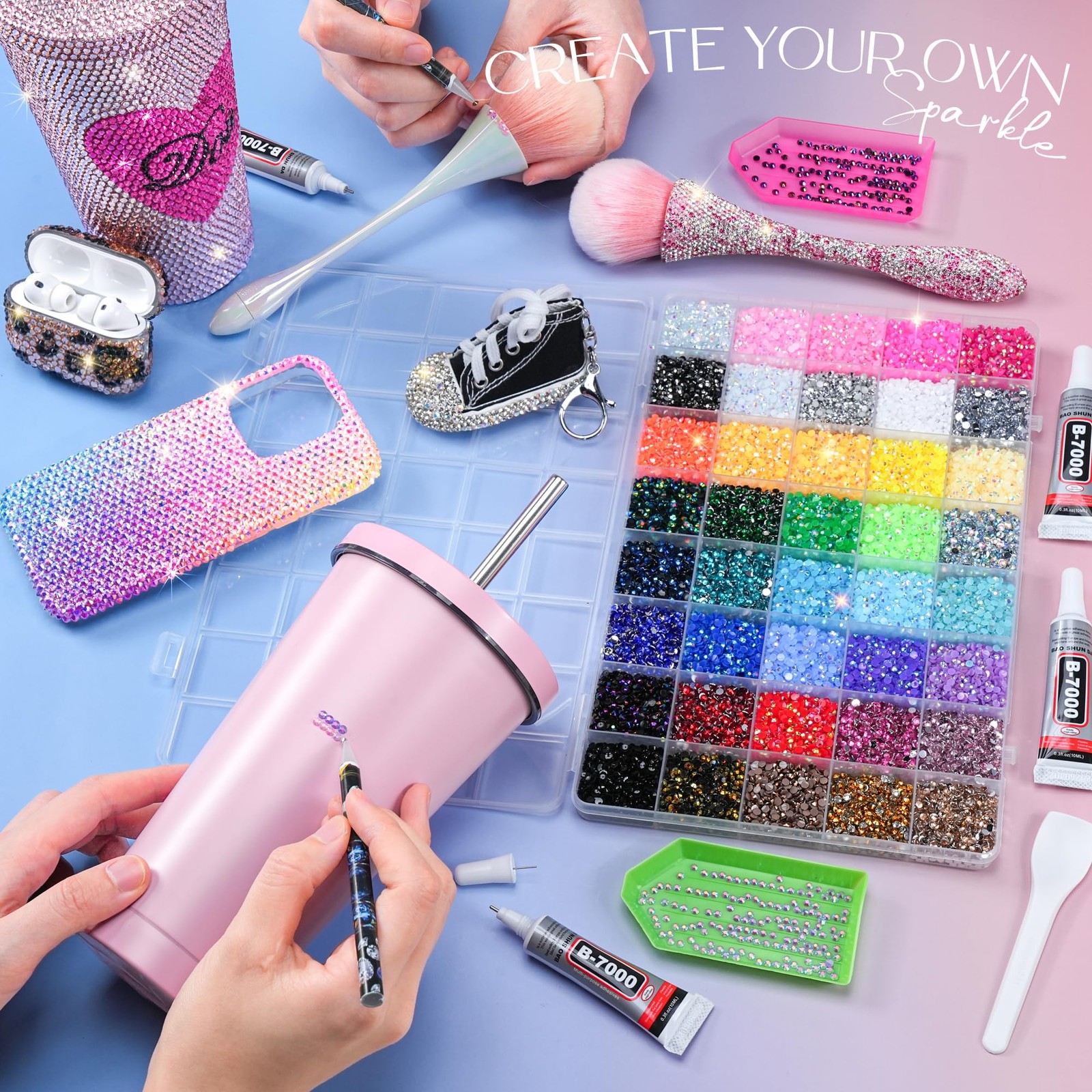 50000Pcs Bedazzling Kit with Rhinestones 3mm, 40 Colors Bedazzler Kit Resin R…