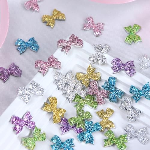30Pcs Bow Nail Charms, Extra Sparkly Bows Rhinestones 3D Bow Nail Art Charms