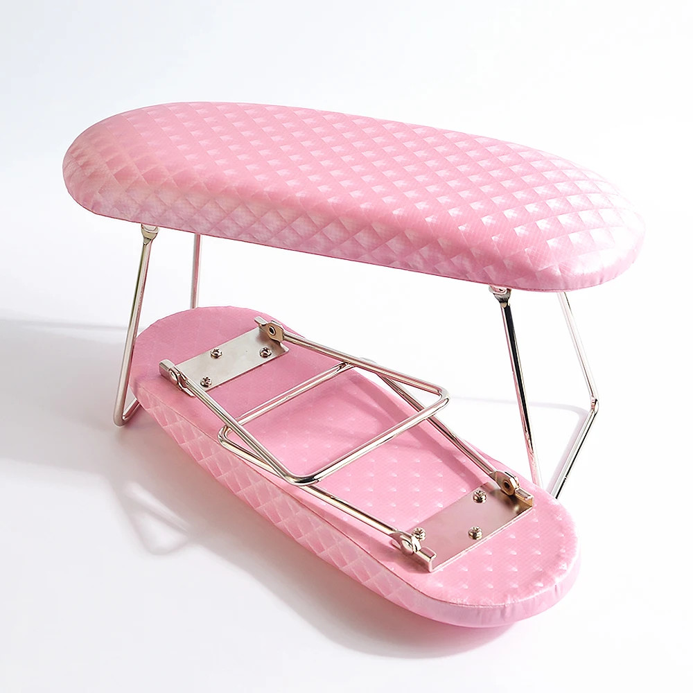 Pink/White Plaid Waterproof Leather Hand Pillow Arm Rest Cushion Nail Art Wrist