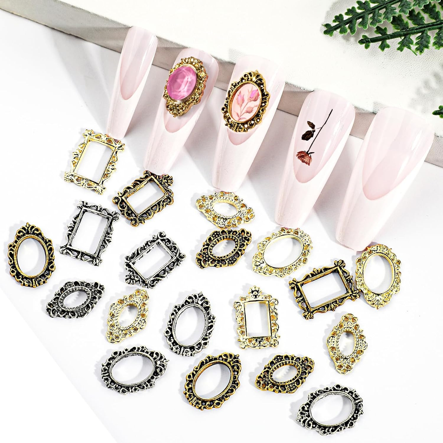 60 PCS Gothic Metal Nail Charms for 3D Art and DIY Manicure Decoration