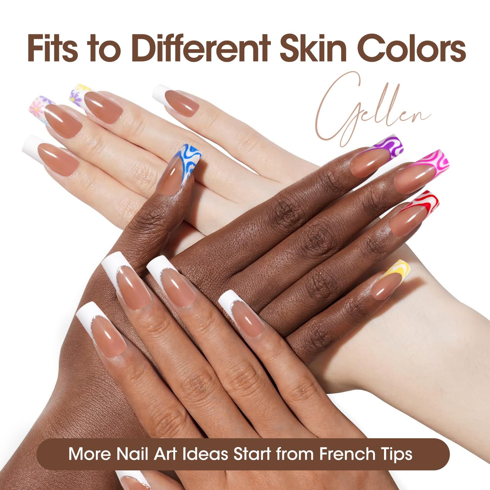 Gellen French Soft Nail Tips – 150 pcs White FrenchTip Short Press on Nails B…