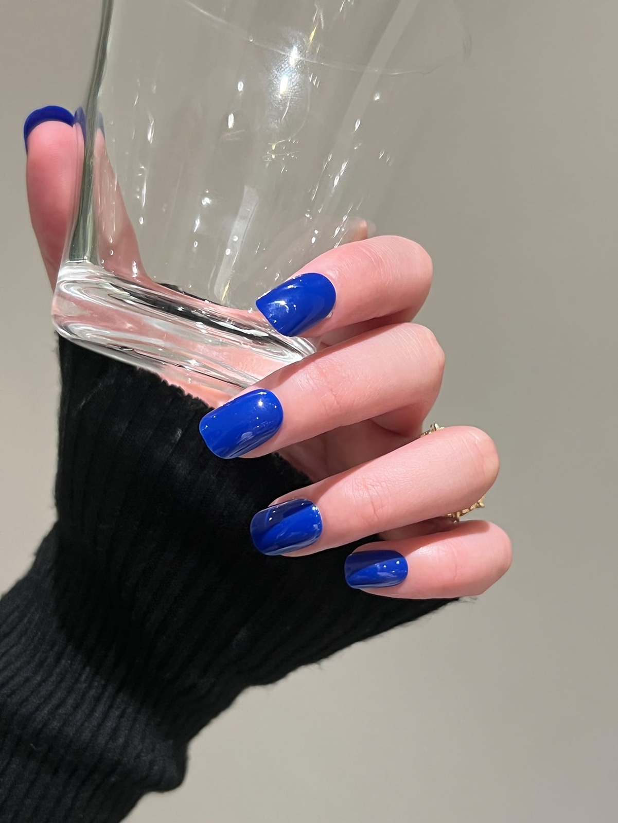 24pcs Short Square Royal Blue Solid Glossy Fake Nail False Nails Press On Nails