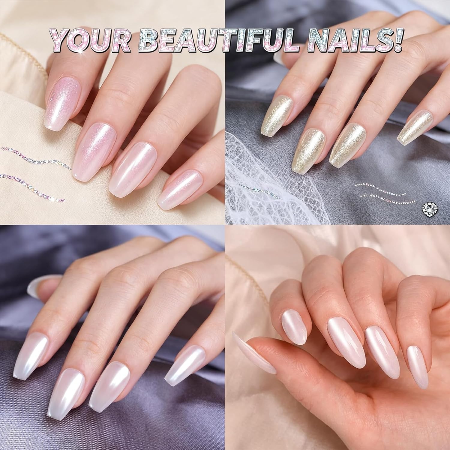 Iridescent Mermaid Chrome Nail Powder White Pearlescent Mirror Effect