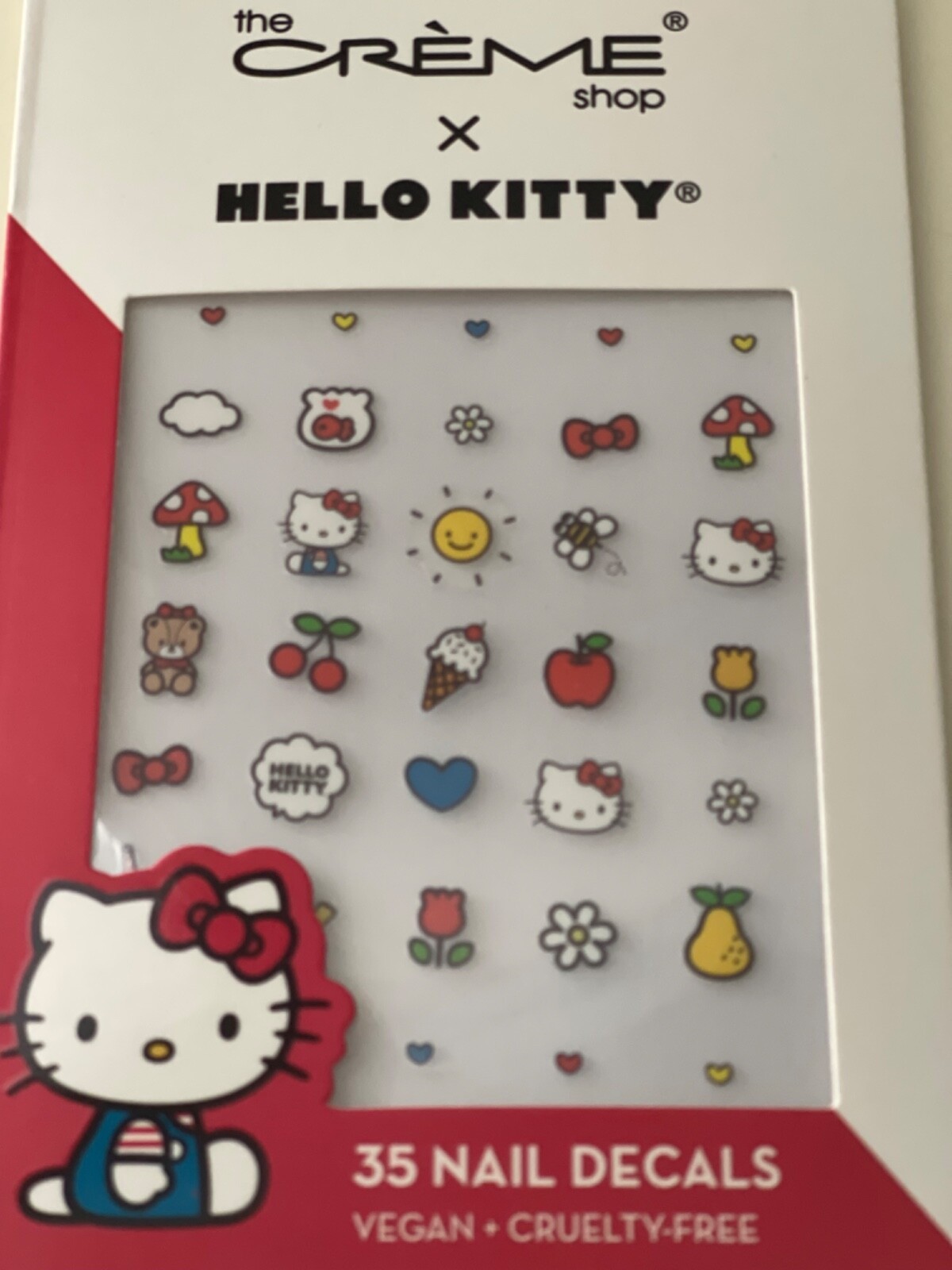 New The Creme Shop Hello Kitty Nail Decor 35 Nail Decals Summer Face Bow Hearts