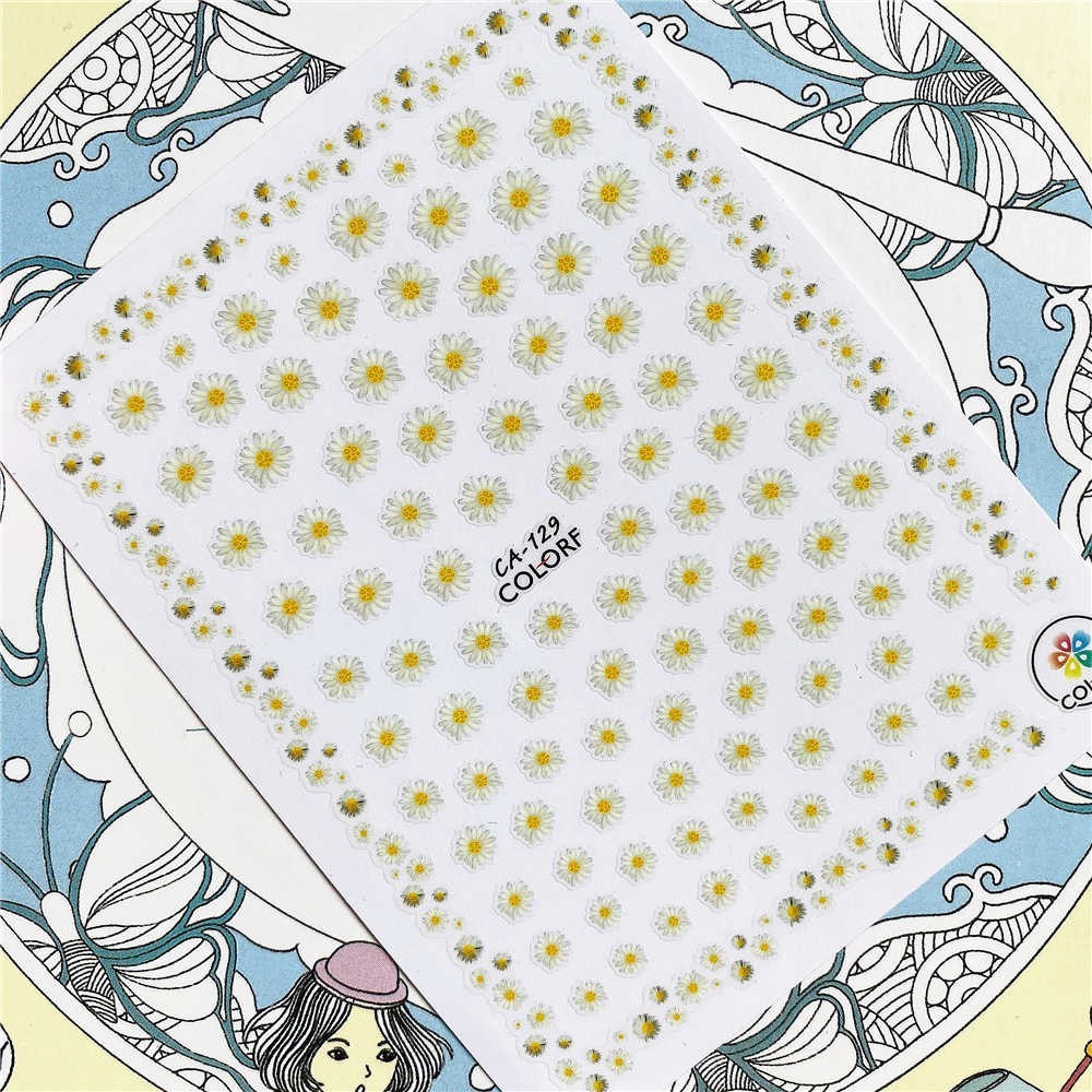 Nail Art 3D Decal Stickers Small White Daisy Flowers CA129