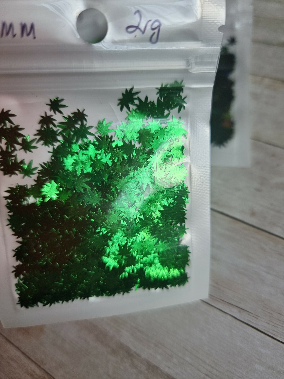 3 Bags Of Weed Leaf Sequins 2g Each Black Holographic Green Light Green Resin