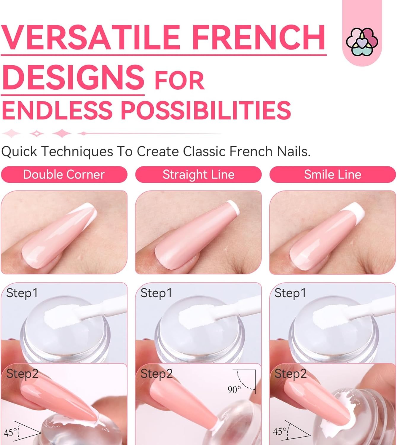 Saviland French Tip Nail Stp: Nail Art Stper Kit Clear Silicone Nails
