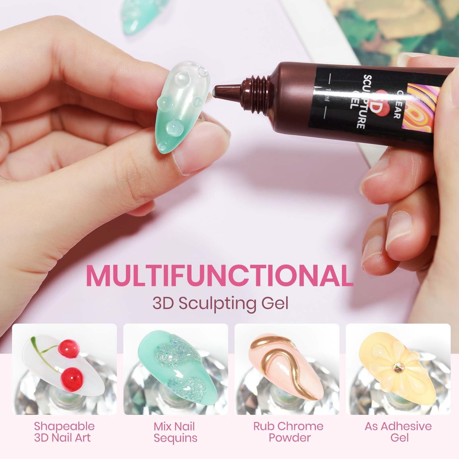 MIZHSE Sculpting Gel for Nails, Clear 3D Nail Art 15g, 5D Carving