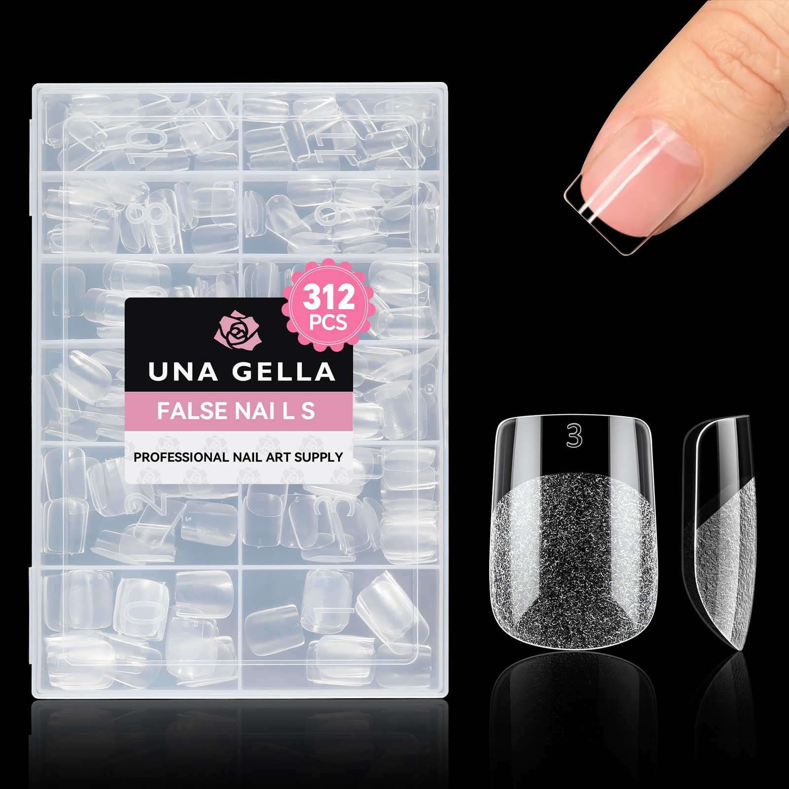UNA GELLA Extra Short Square Nail Tips, 312pcs XS (XS), Clear