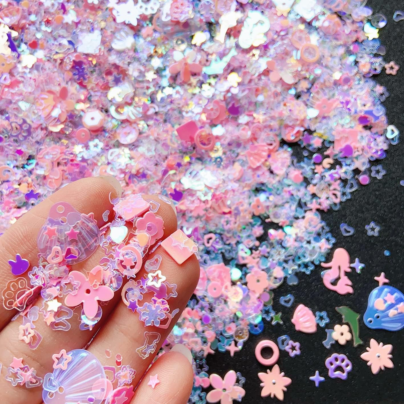 Heart Star Butterfly Craft Sequins Holographic Nail Glitte Confetti Shell Snowfl